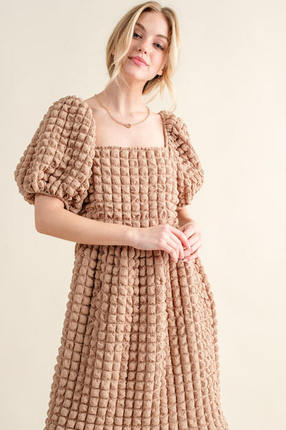 And The Why Square Neck Puff Sleeve Dress