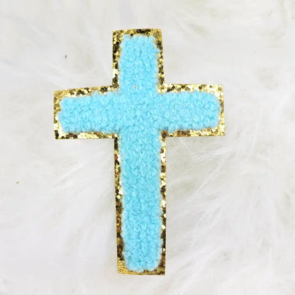 Cross Chenille Glitter Hat Patch