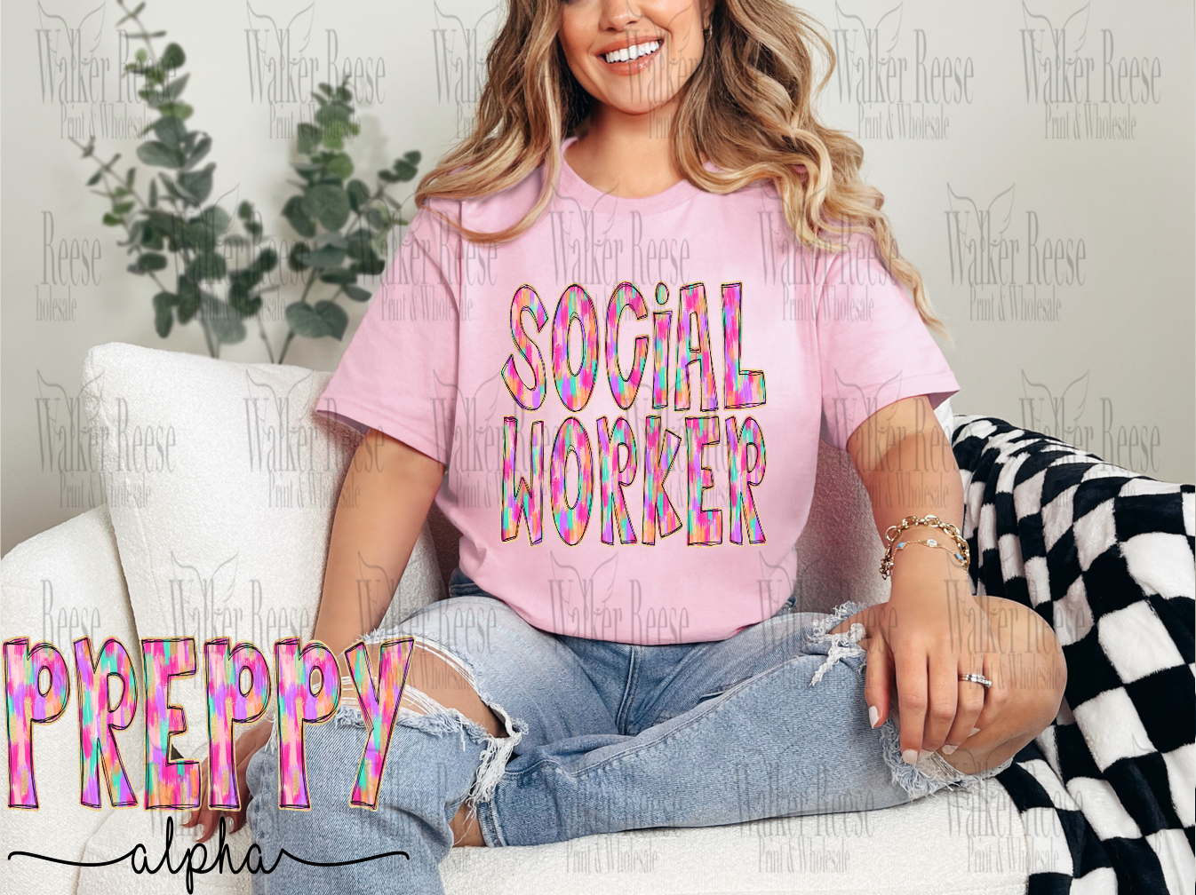 Preppy Painted SOCIAL WORKER Tee #2