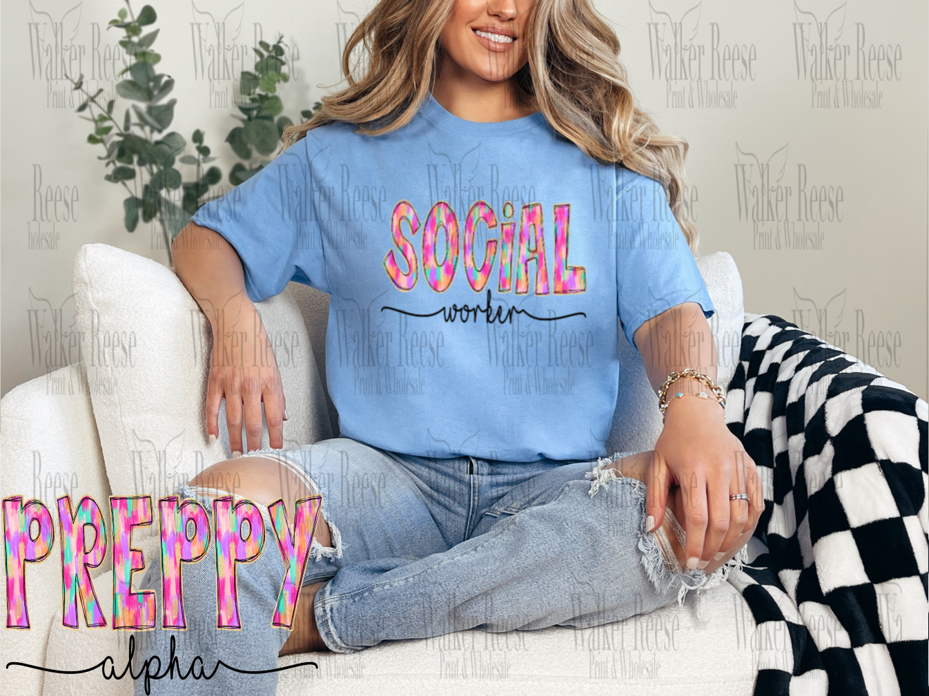 Preppy Painted SOCIAL WORKER Tee