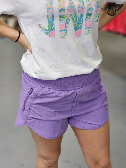 smocked windbreaker shorts (S-3X) | Lavender