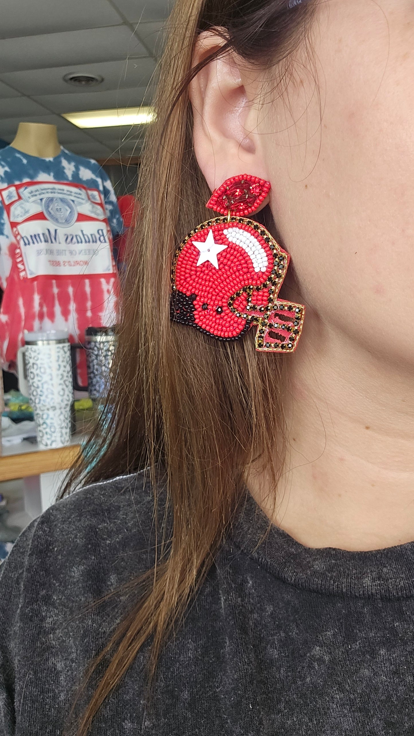 Red & Black Helmet Earrings