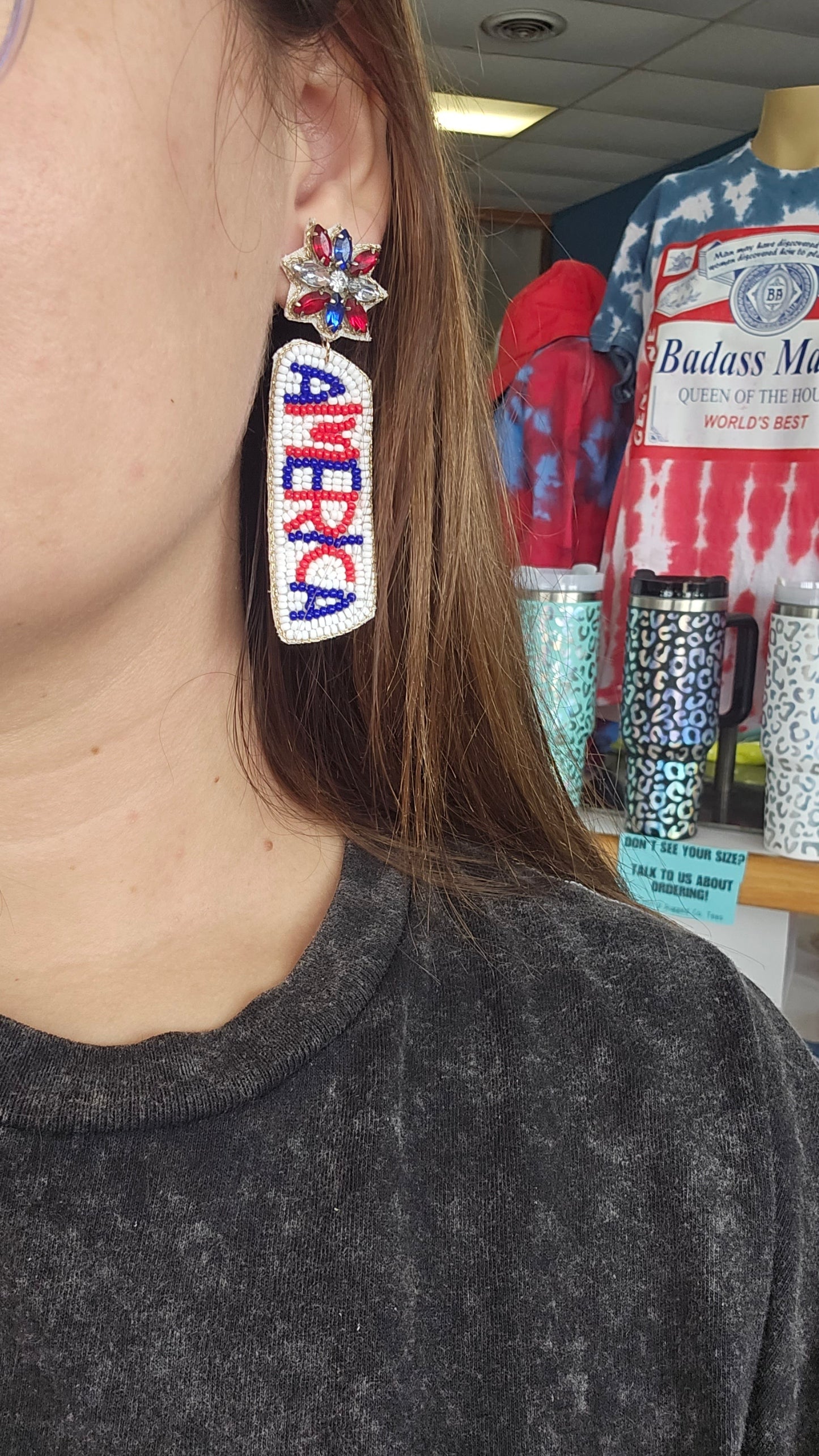 Star Spangled AMERICA Beaded Earrings