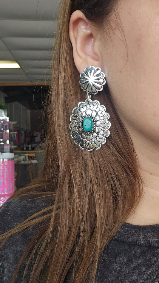 Turquoise Concho Earrings