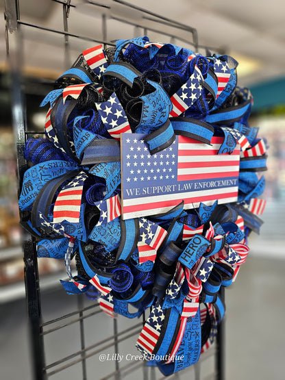 We Support Law Enforcement Patriotic Wreath