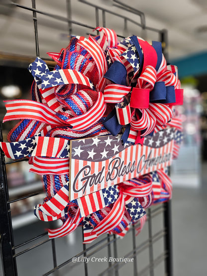 God Bless America Patriotic Wreath