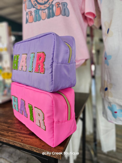 HAIR Patch Letter Cosmetics Bag