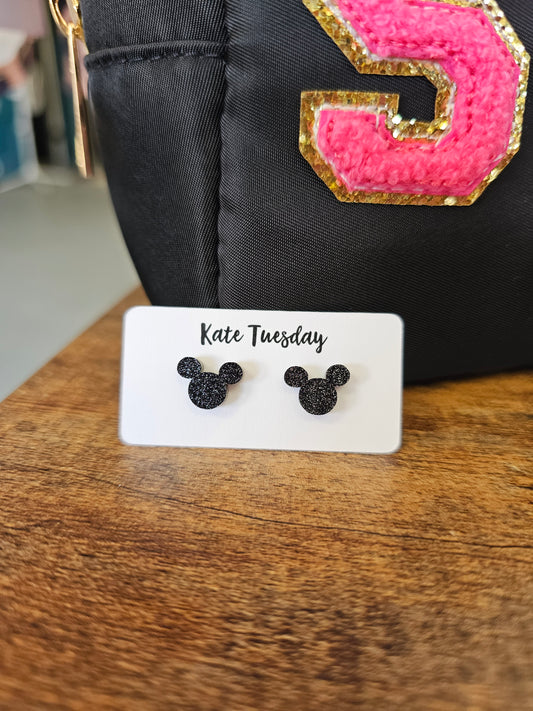 Black Mouse Stud Earrings