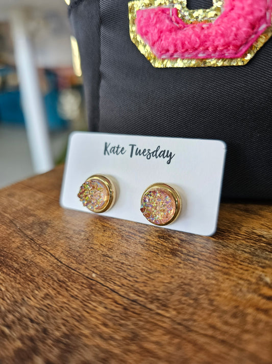 Rose Gold Druzy Stud Earrings