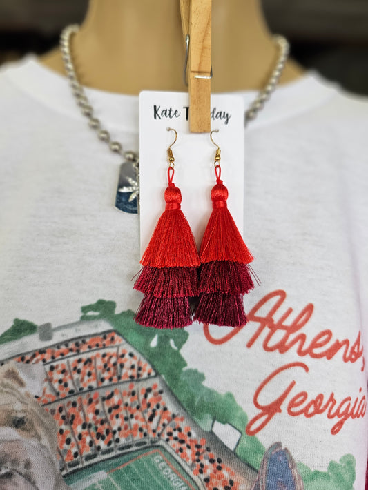 Red Tassel Drop Earrings