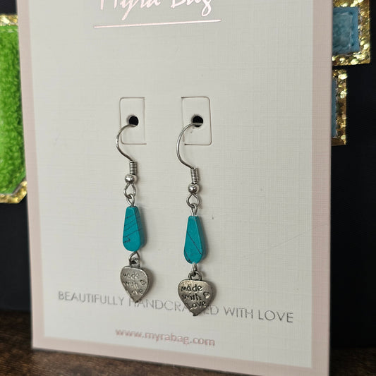 From the Heart Turqouise Look Charm Earrings