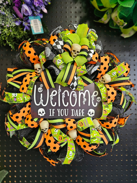 Welcome If You Dare Halloween Wreath