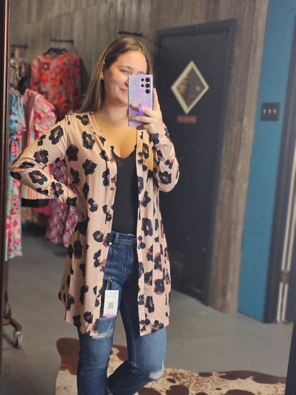 Leopard Button Front Cardigan