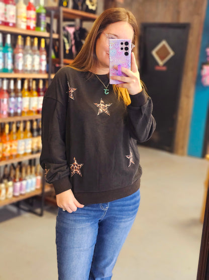 Black Leopard Star Sweater