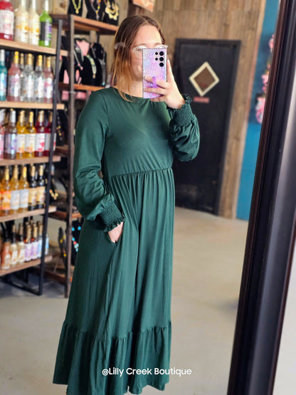 Deep Green Midi Dress