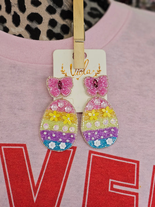 Easter Egg Beaded Earrings