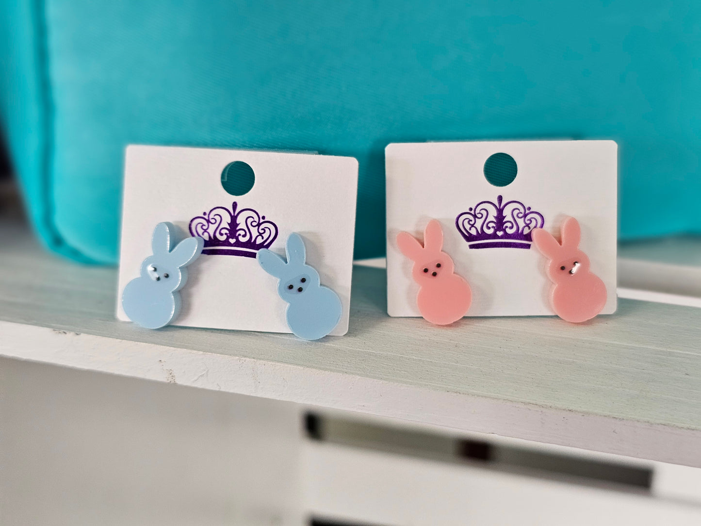 Blue Easter Bunny Stud Earrings