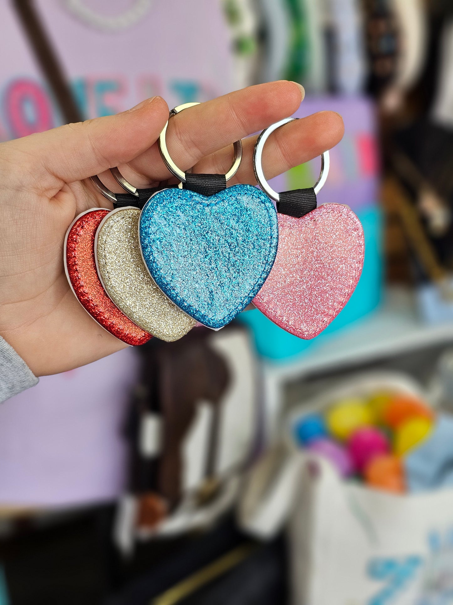 Glitter & Leather Photo Keychains