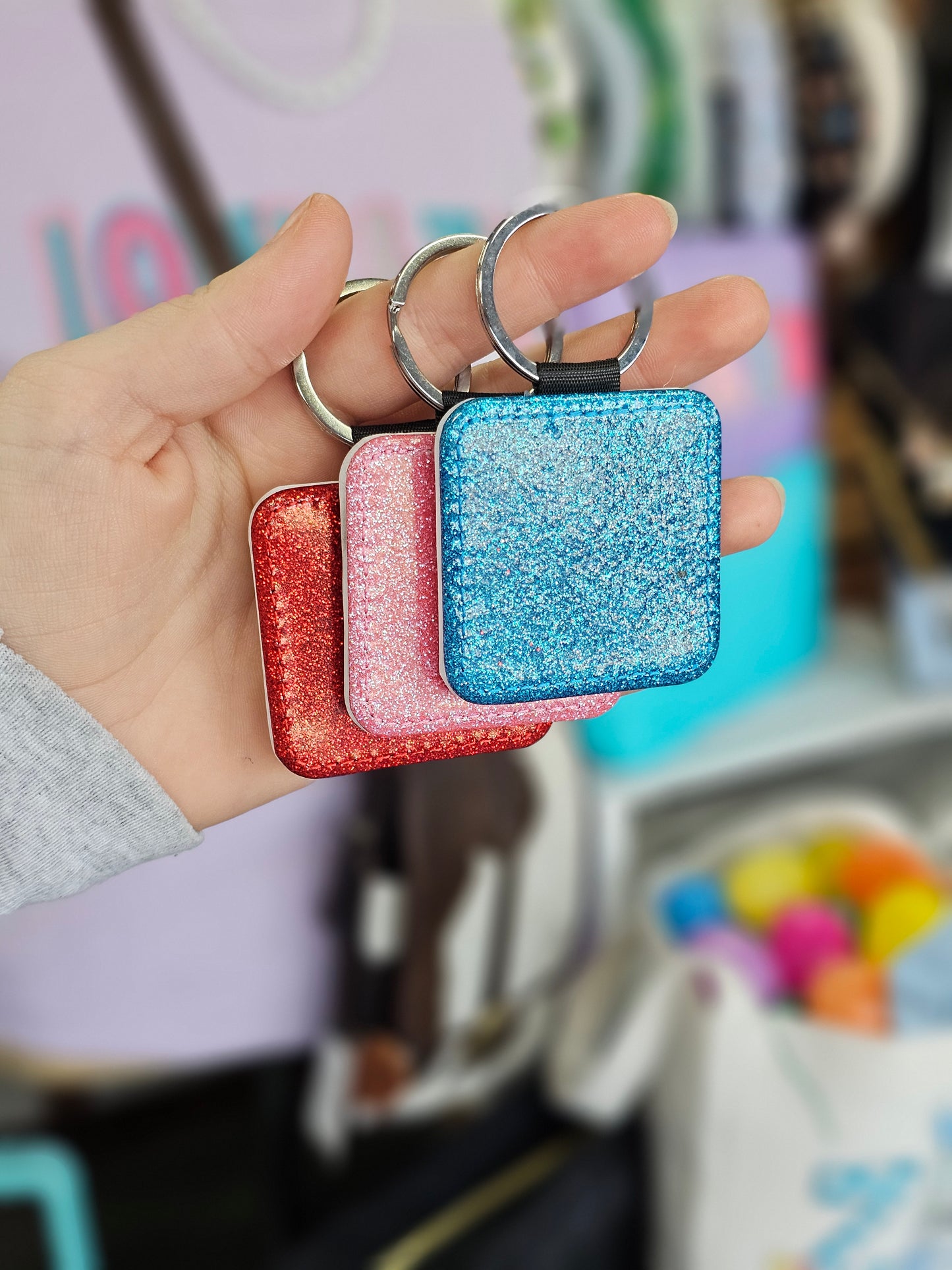 Glitter & Leather Photo Keychains