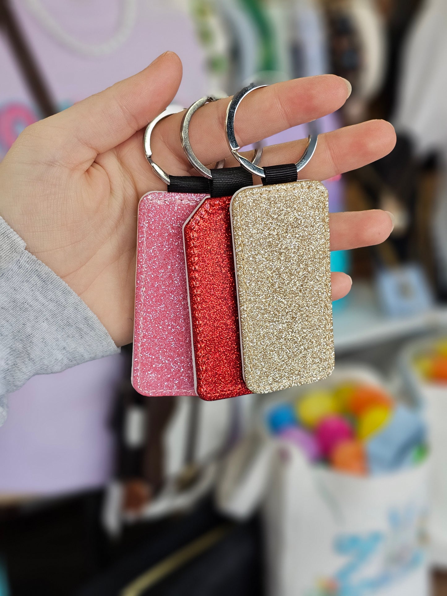 Glitter & Leather Photo Keychains