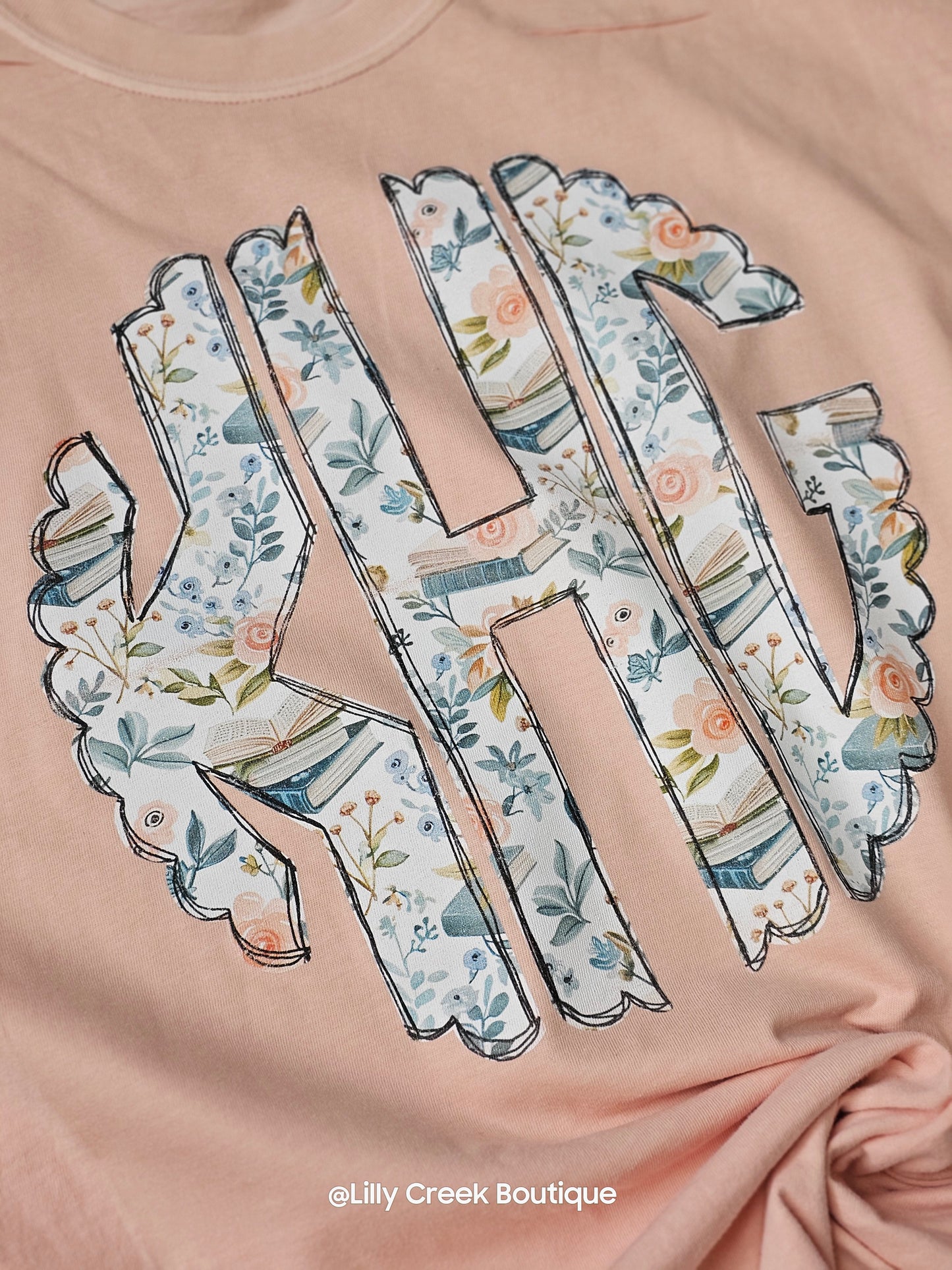 Floral Book Monogram Tee