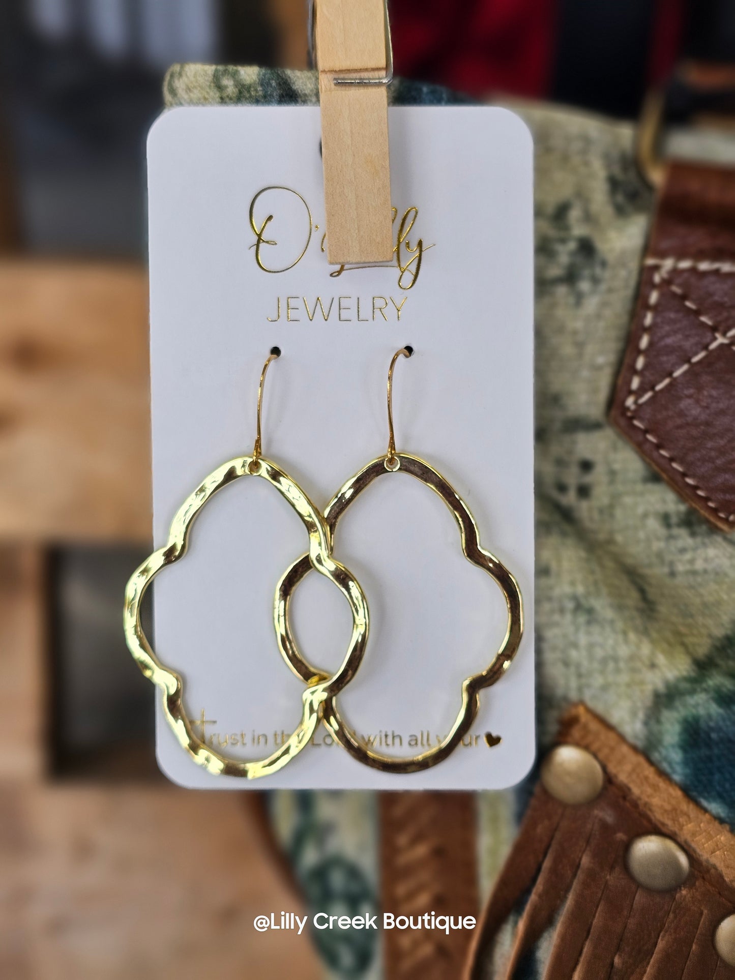 Quatrefoil Gold Dangle Earrings