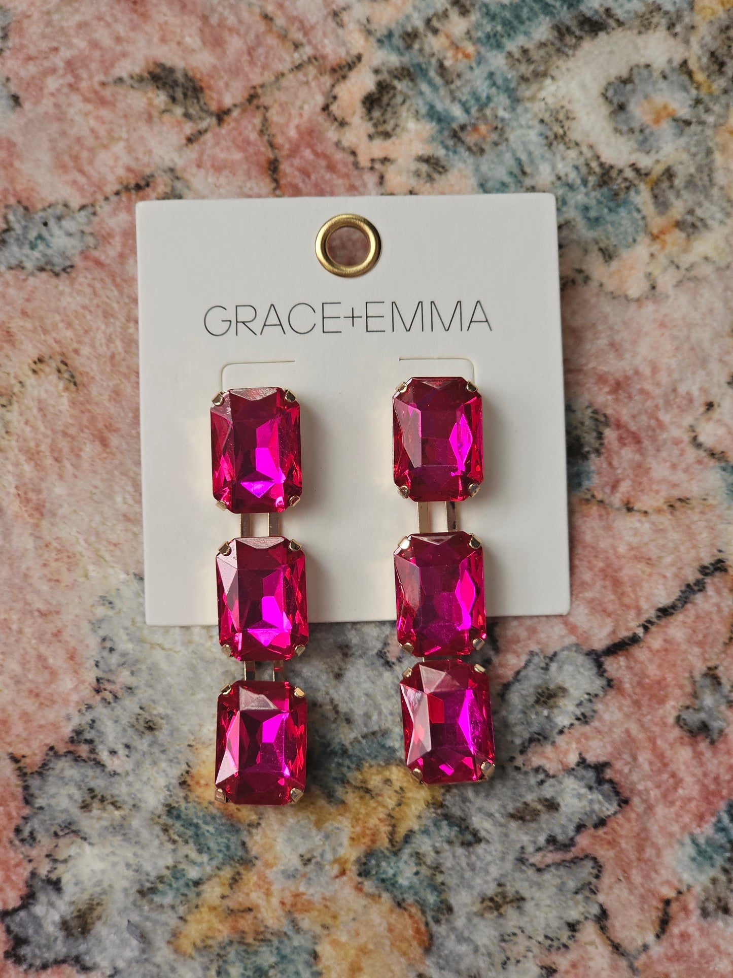 Hot Pink Crystal Earring