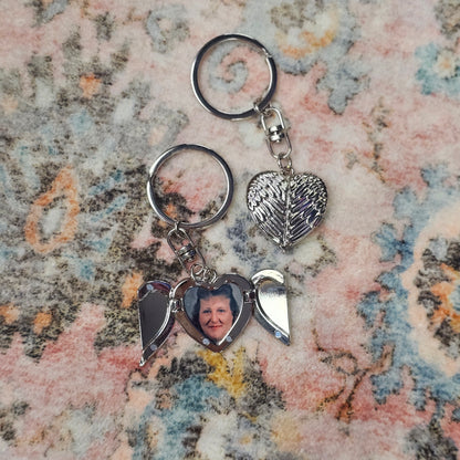 Angel Wing Photo Locket Keychain