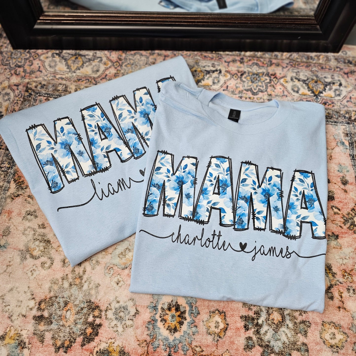 Blue Floral Mama Tee