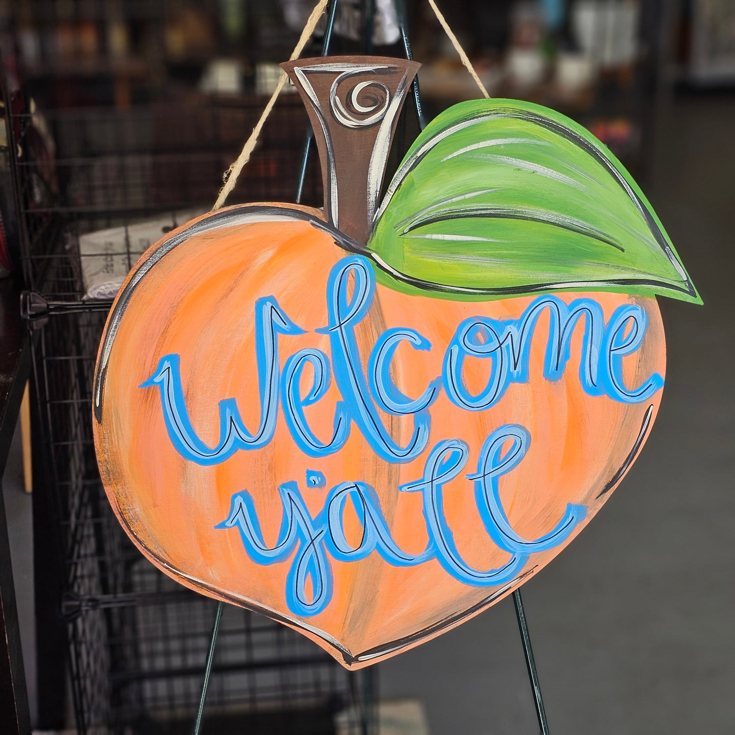 Welcome Y'all Peach Door Hanger