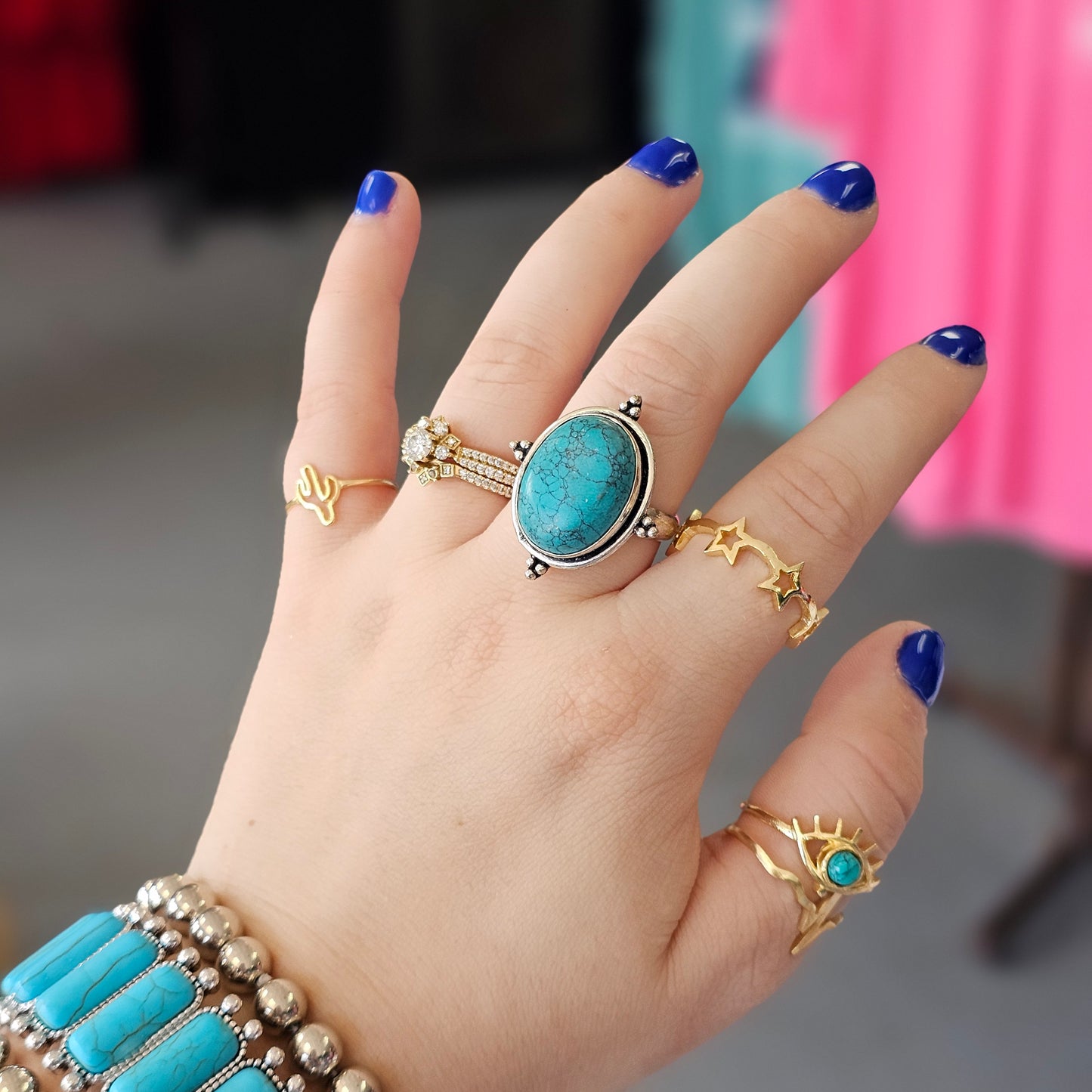 Prairie Rose Oval Turquoise Look Ring