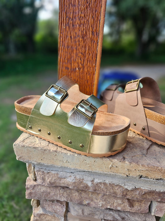 The Eden Platform Sandal in Gold