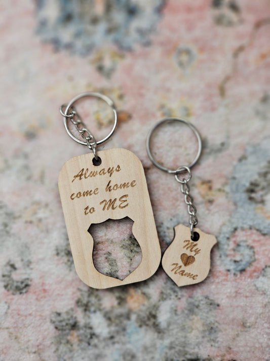 Always Come Home Badge 2piece Keychain Set