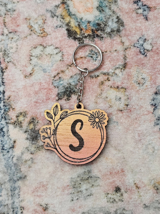 Personalized Floral Initial Keychains