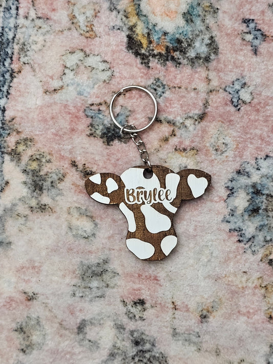 Cow Head Keychain with Name