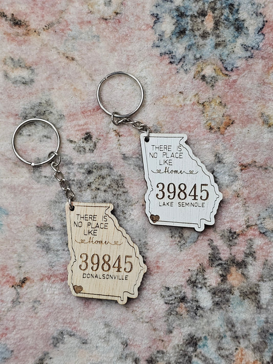 There's No Place Like Home Zipcode Keychain