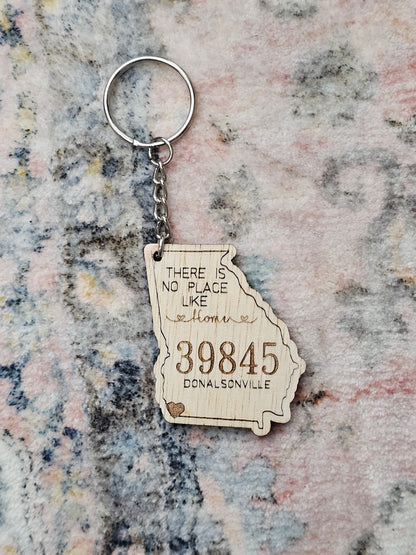 There's No Place Like Home Zipcode Keychain