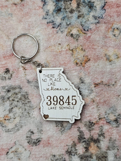 There's No Place Like Home Zipcode Keychain