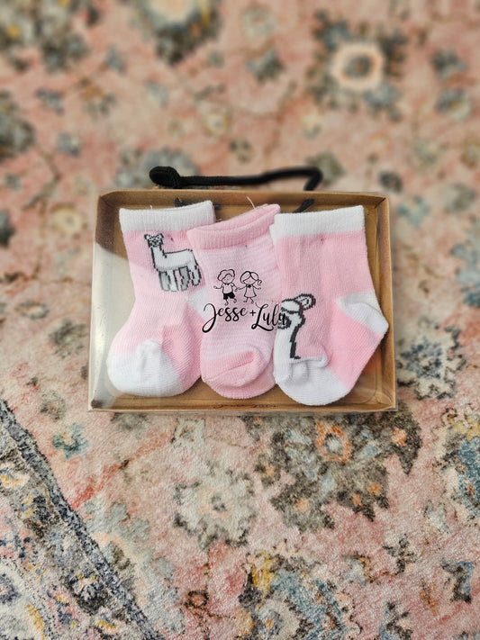 Llama Three-Pair Crew Socks Set