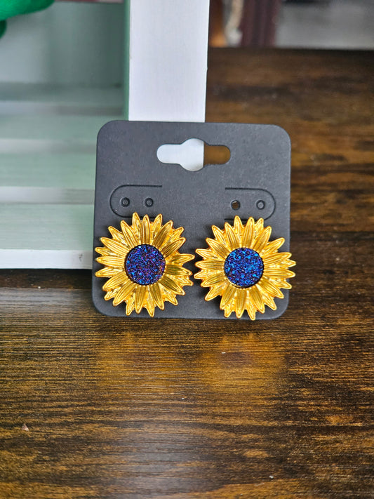 SUNFLOWER DRUZY STUD EARRINGS