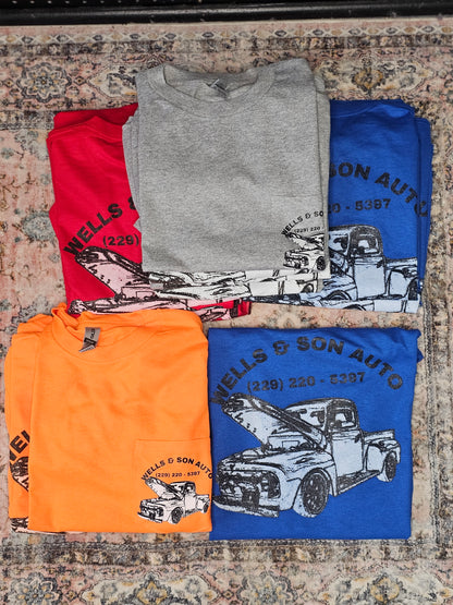 WELLS & SON AUTO BUSINESS TEE (W/ POCKET)