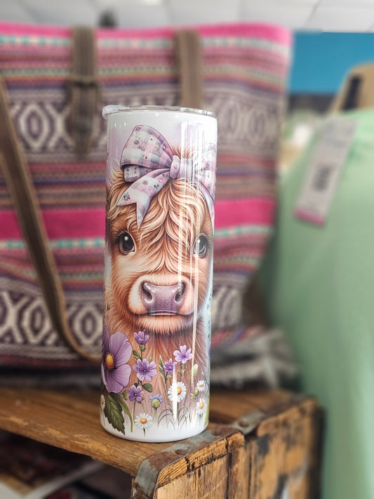 Cute Highland Cow with Bow 20oz Tumbler