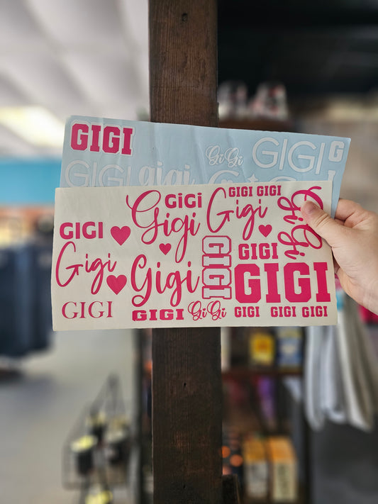 GIGI Label Decal Gang Sheet