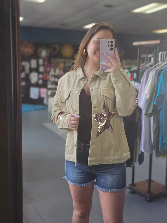 Sequin Star Jean Jacket