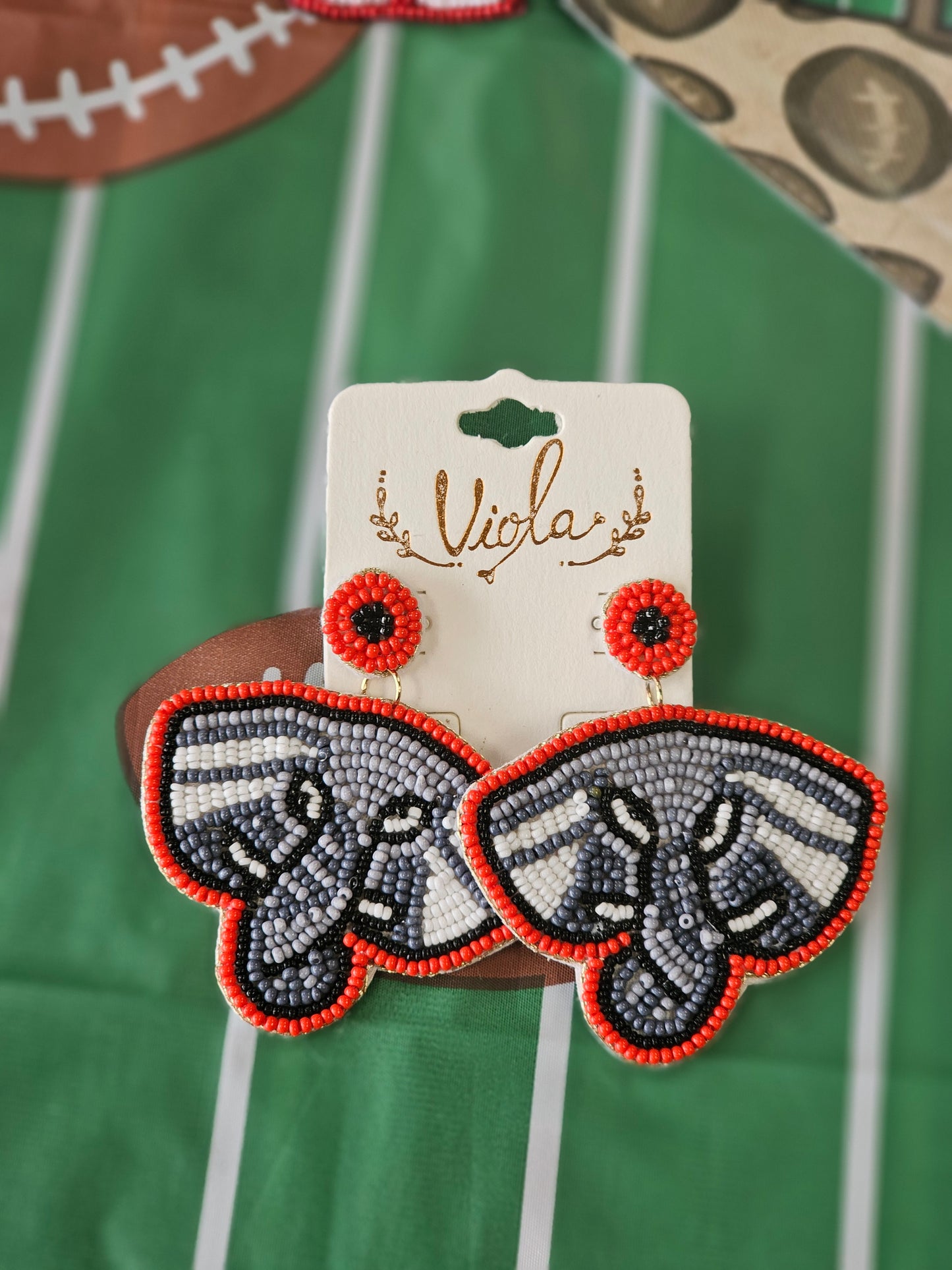 Game Day Elephant Beaded Earrings