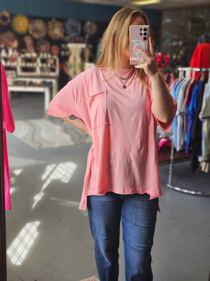 Oversized Boyfriend Tee - Pink