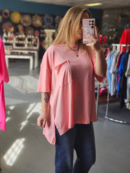 Oversized Boyfriend Tee - Pink