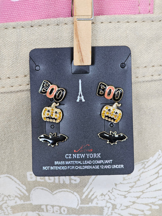 BOO Halloween Stud Earrings Set