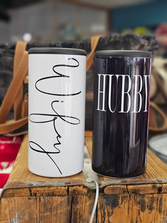 WIfe & Hubby Wedding Koozie Set