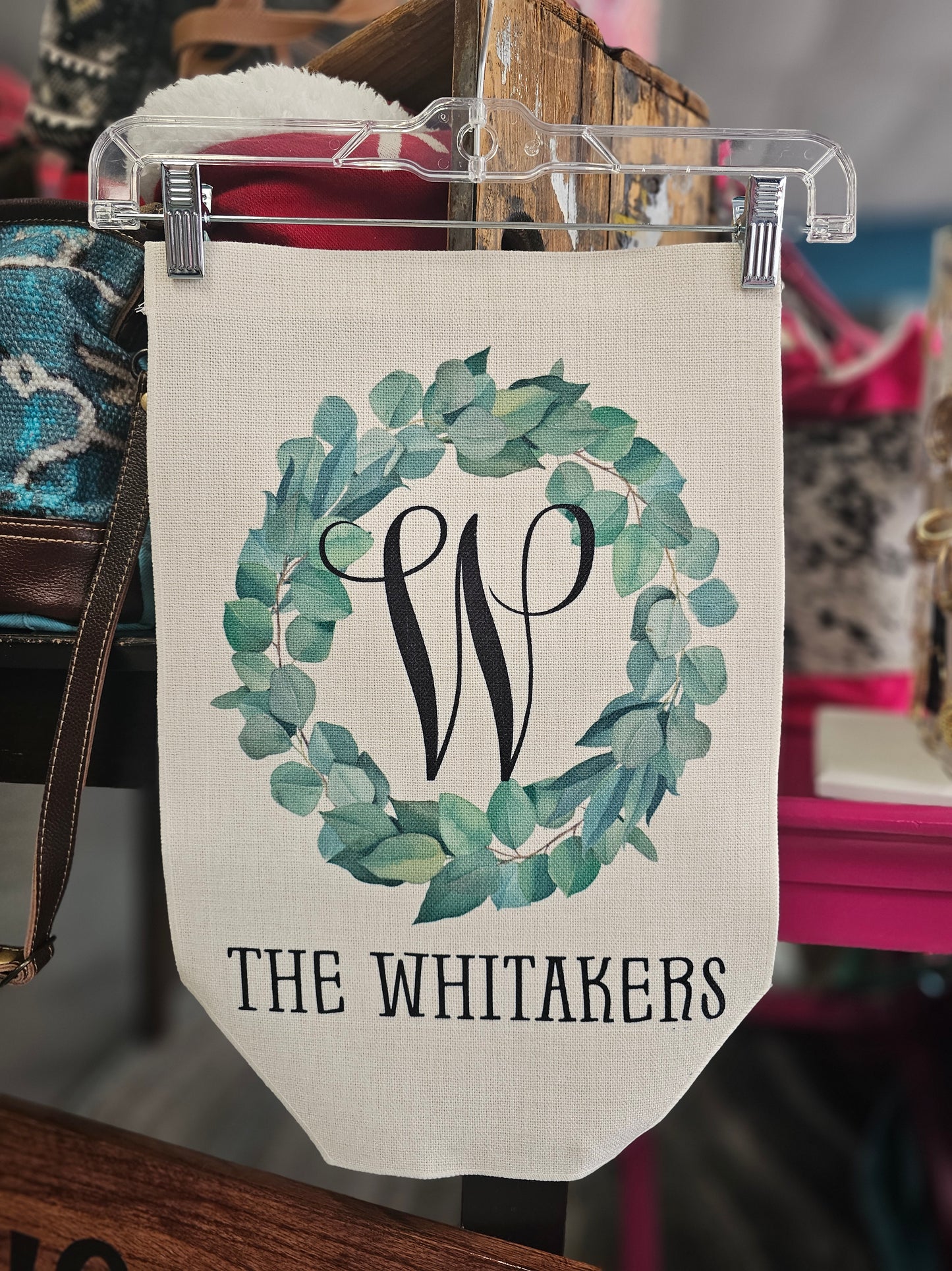 The Whitakers Monogram Garden Flag - Linen